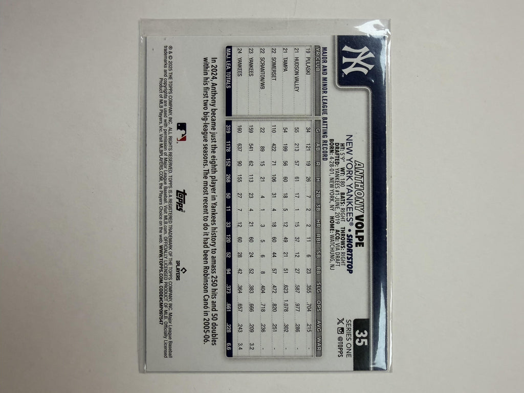 2025 Topps Series One #35 Anthony VolpeNew York Yankees