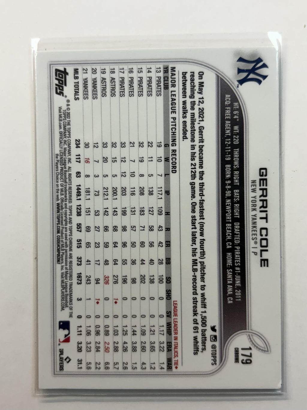 2022 Topps Chrome 35 Gerrit Cole New York Yankees - Polish Kings Auto Detail & Customs