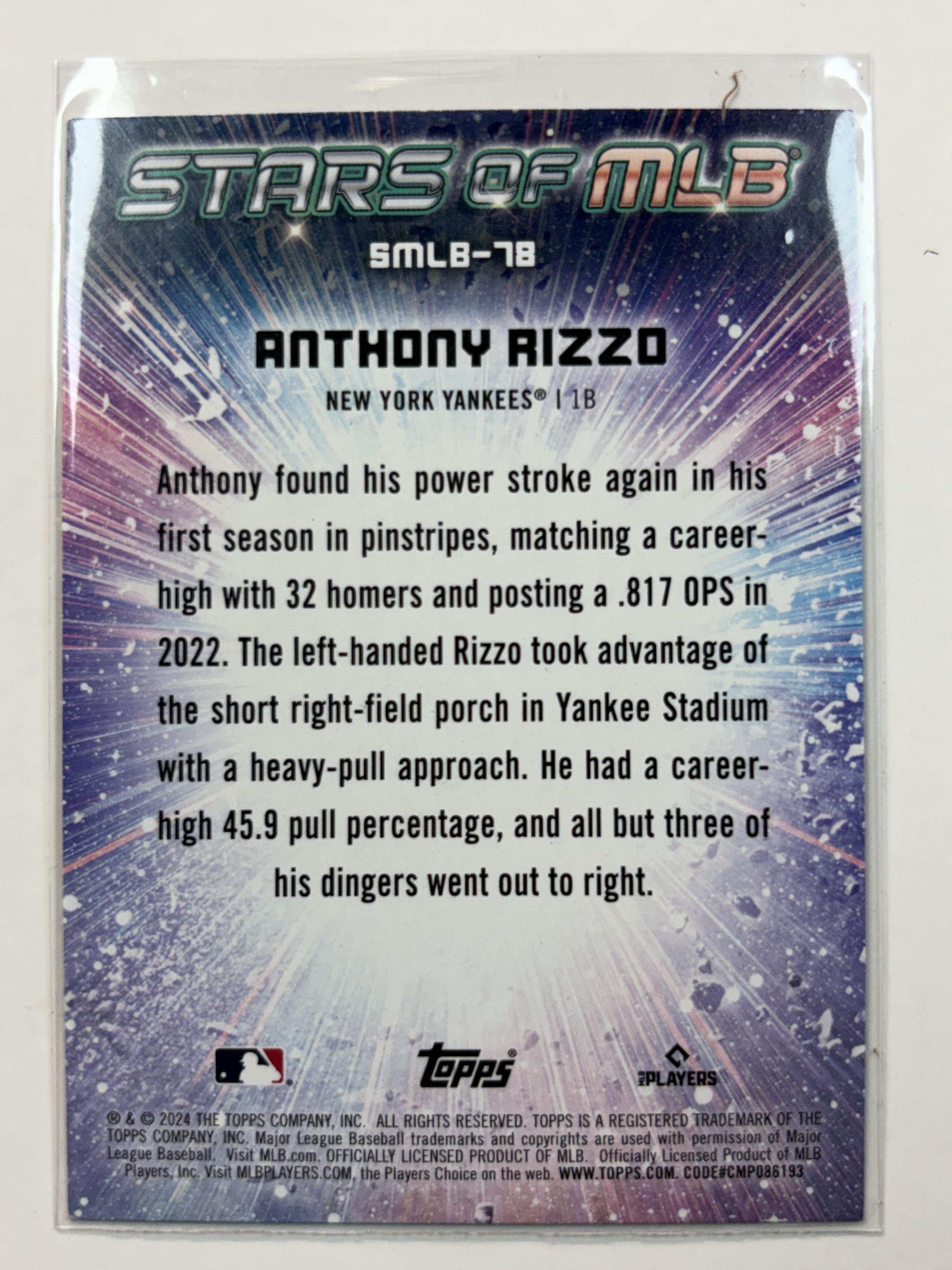 2024 Topps Update #SMLB-78 Anthony Rizzo Stars of MLB New York Yankees