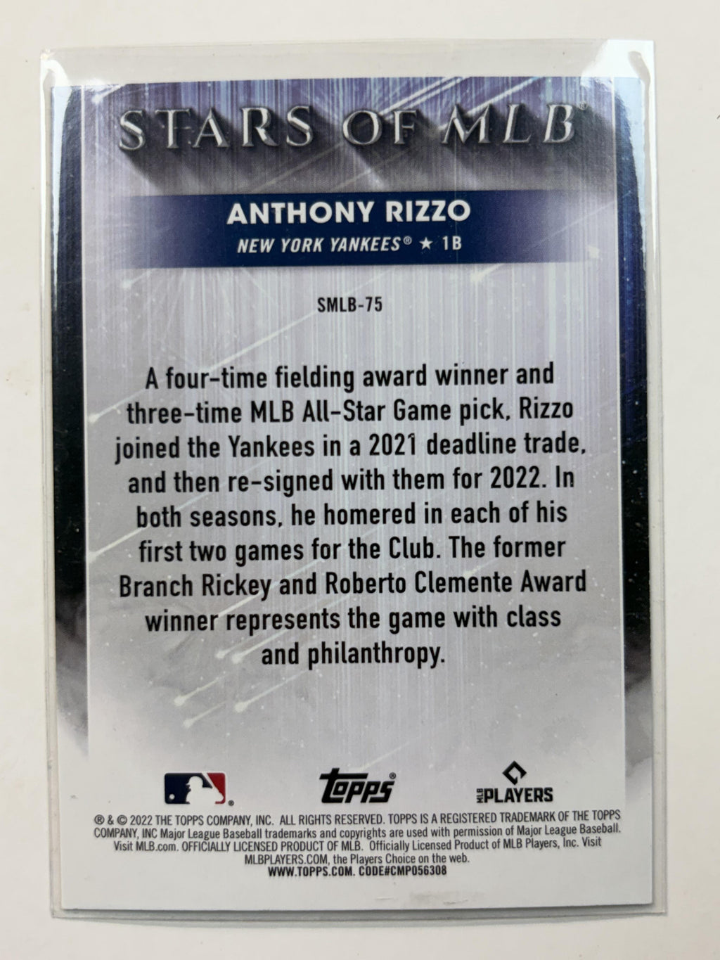 2022 Topps Update #SMLBC-75 Anthony Rizzo Stars of MLB New York Yankees