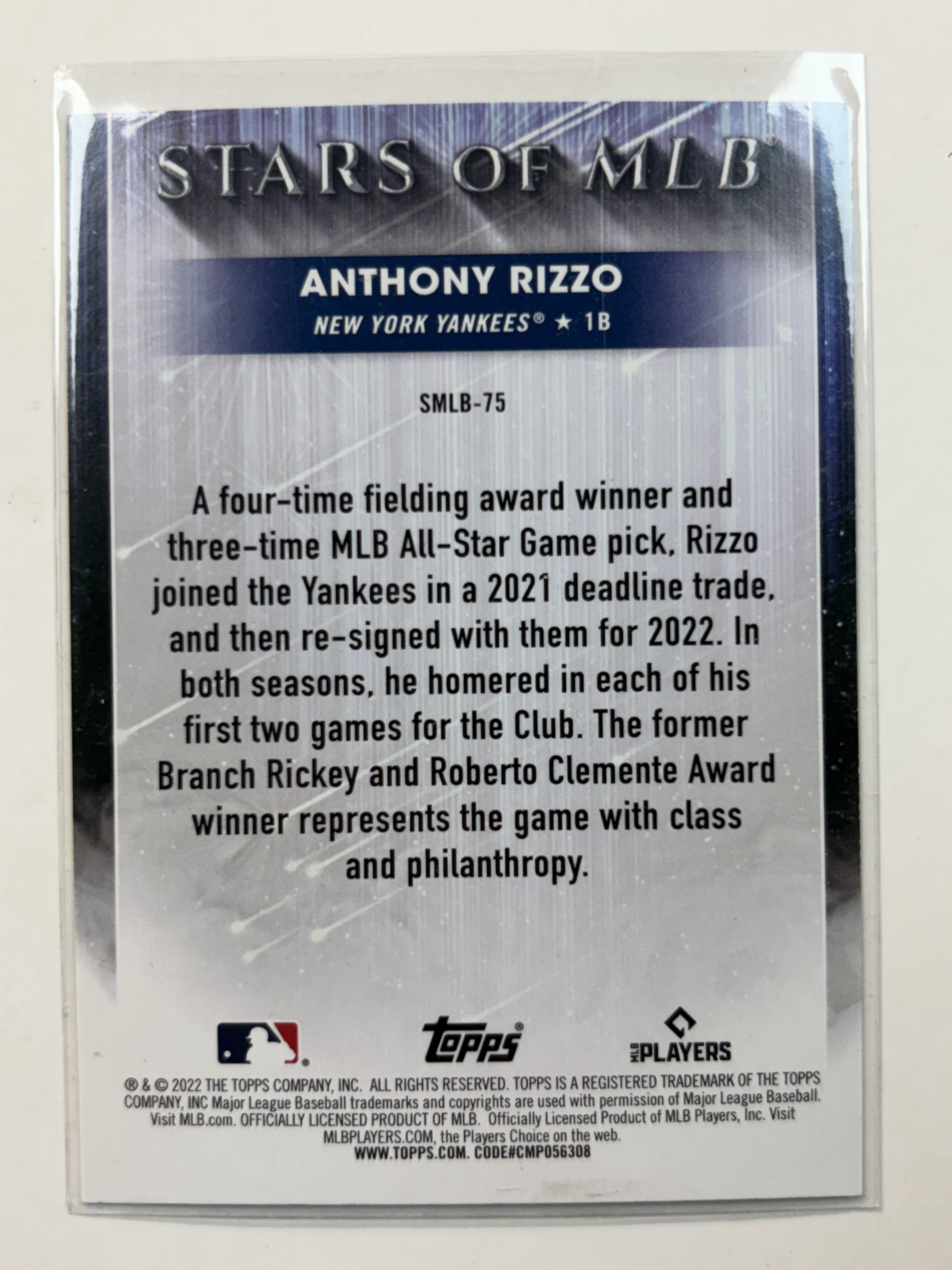 2022 Topps Update #SMLBC-75 Anthony Rizzo Stars of MLB New York Yankees