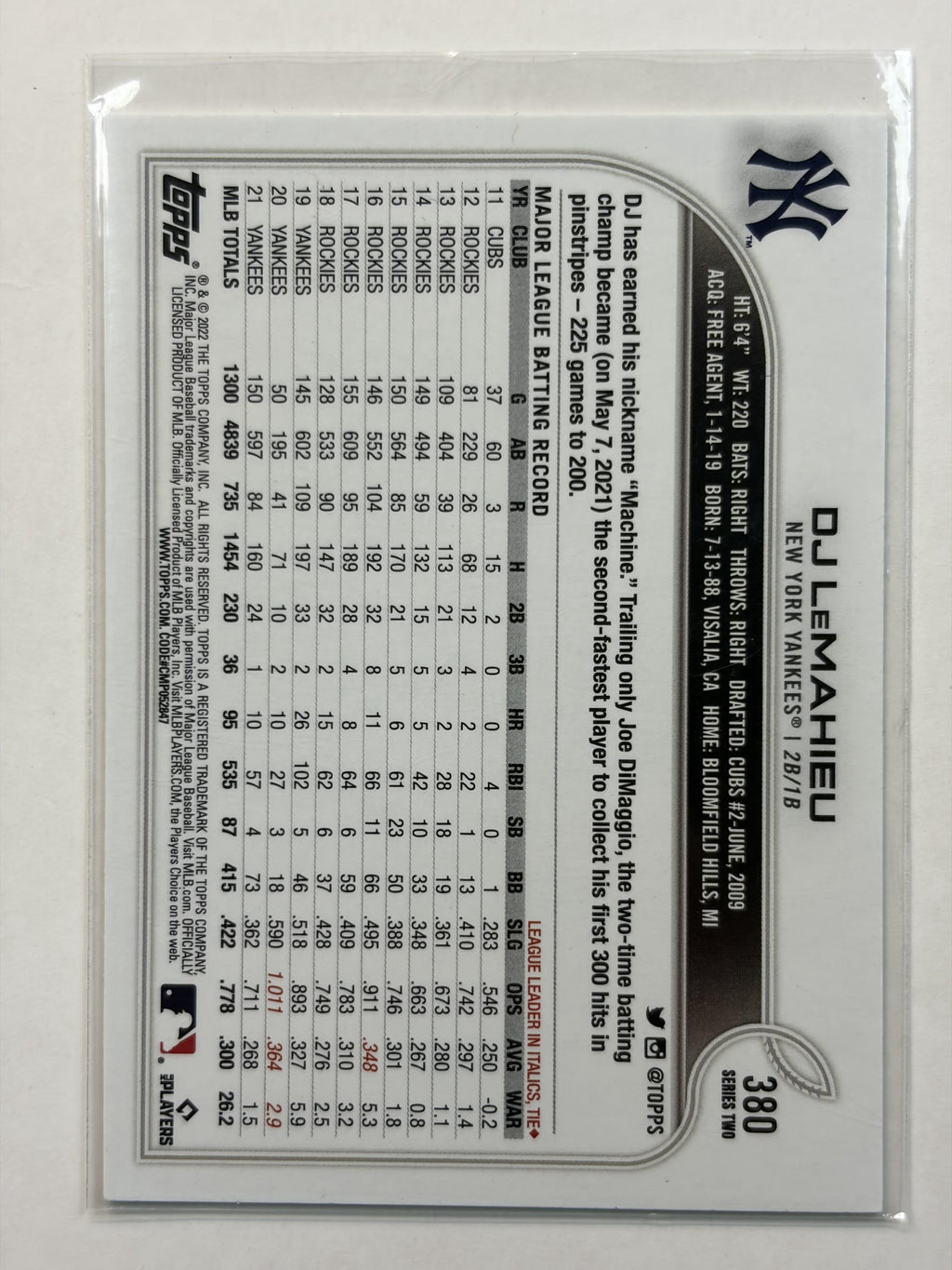 2022 Topps Series Two 380 DJ LeMahieu New York Yankees - Polish Kings Auto Detail & Customs