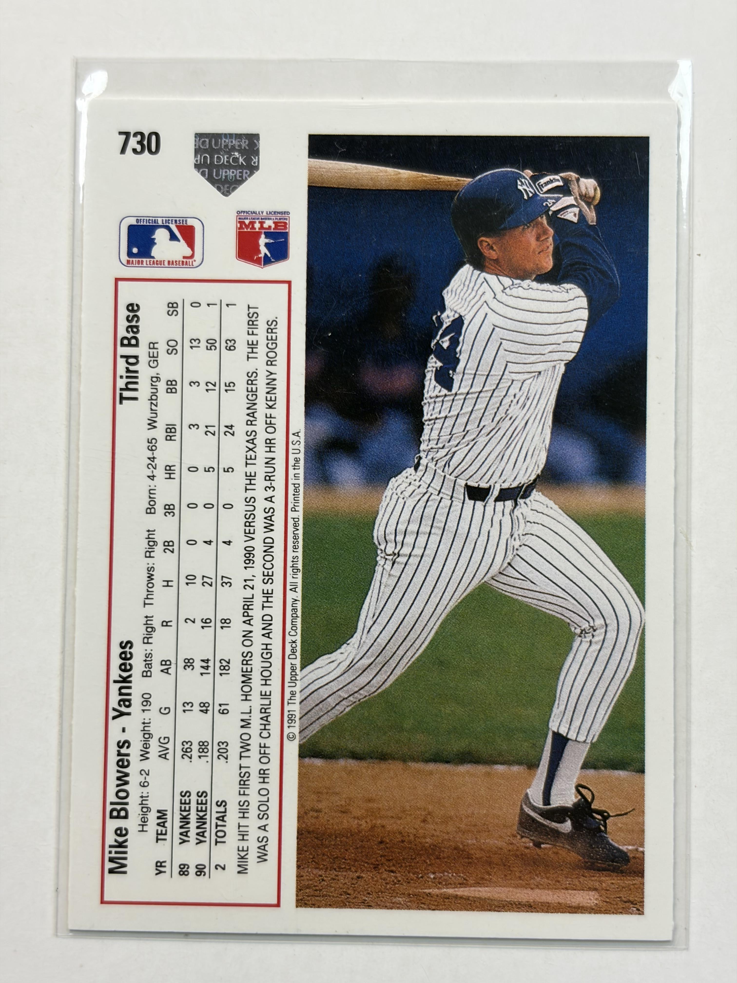 1991 Upper Deck 730 Mike Blowers New York Yankees - Polish Kings Auto Detail & Customs