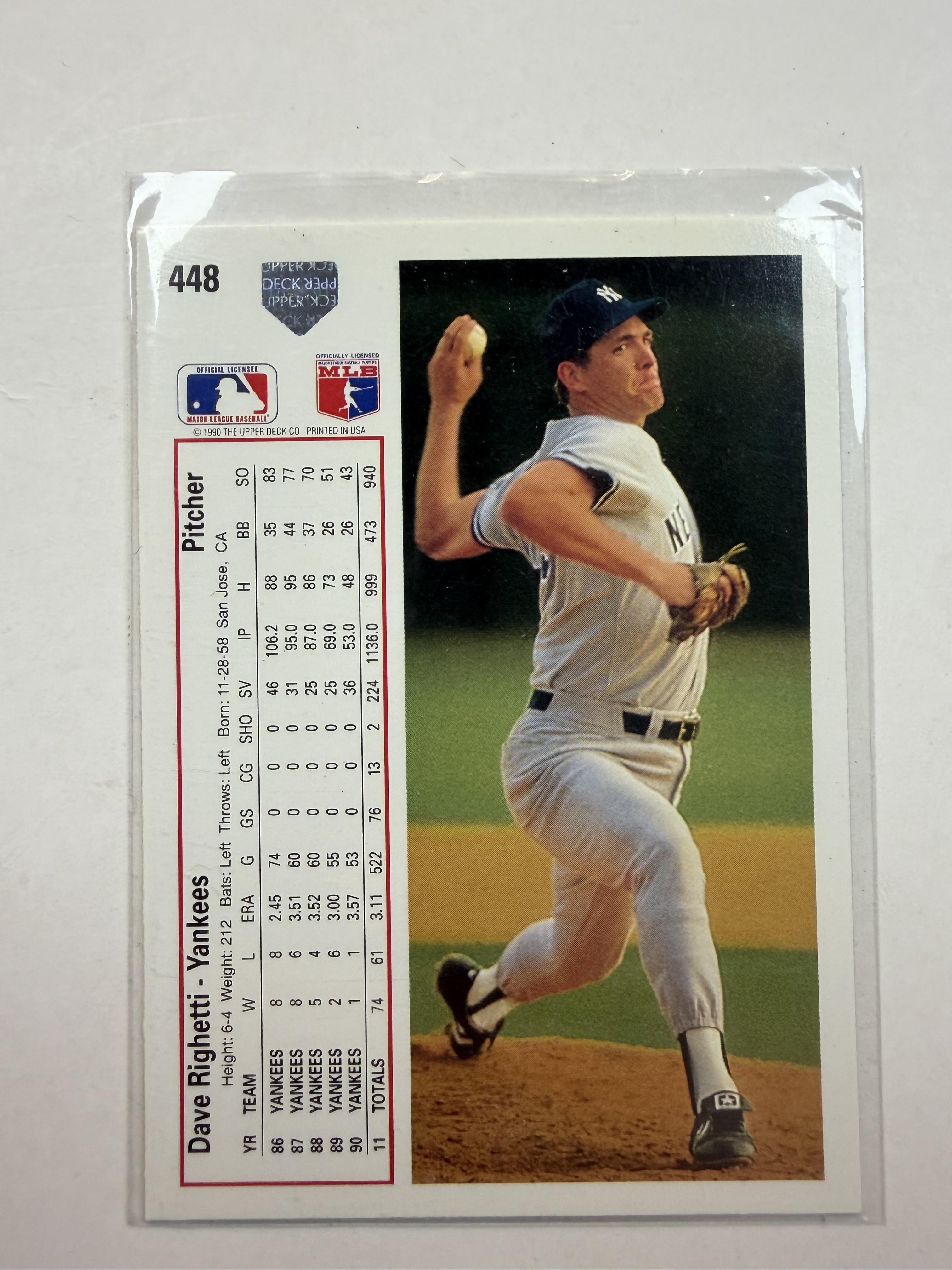 1991 Upper Deck #448 Dave Righetti