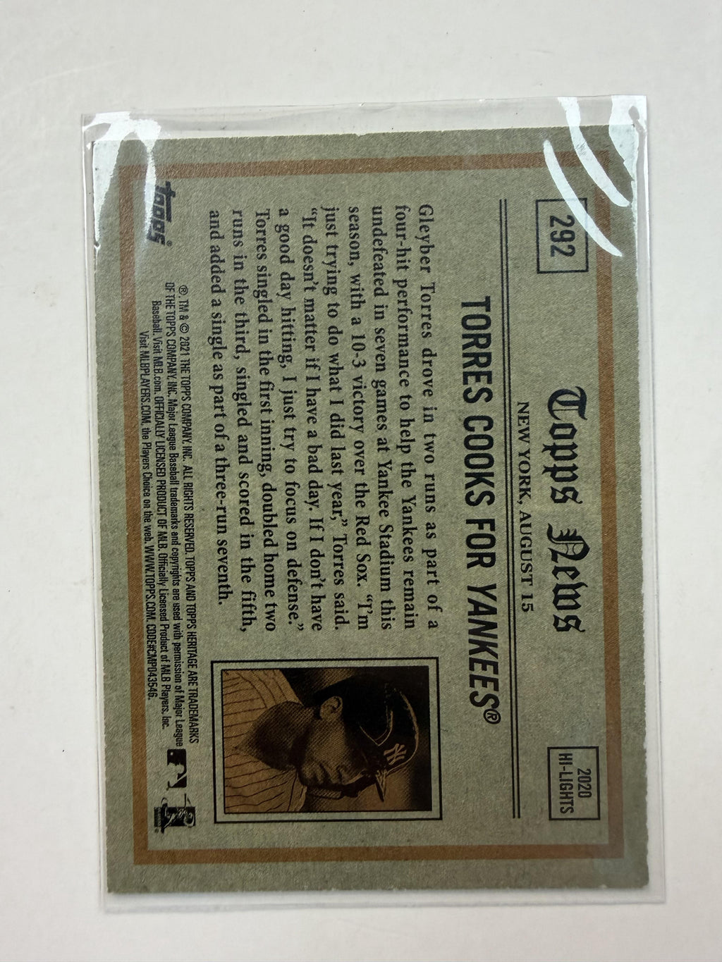 2021 Topps Heritage #292 Gleyber Torres New York Yankees
