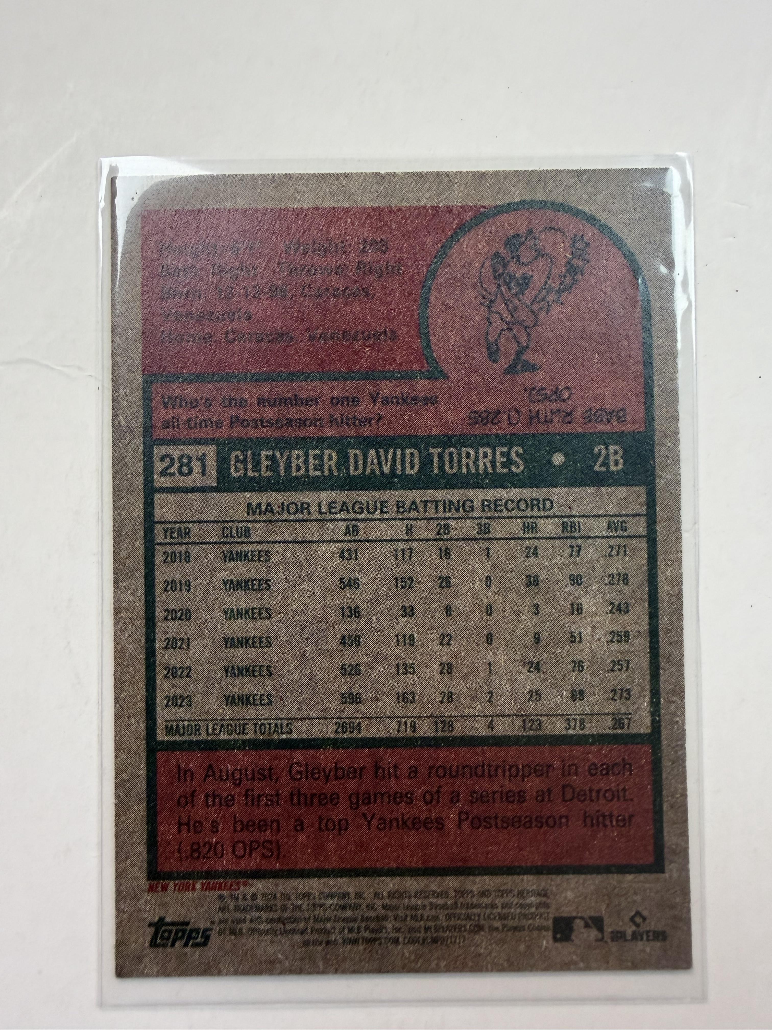 2024 Topps Heritage 281 Gleyber Torres New York Yankees - Polish Kings Auto Detail & Customs