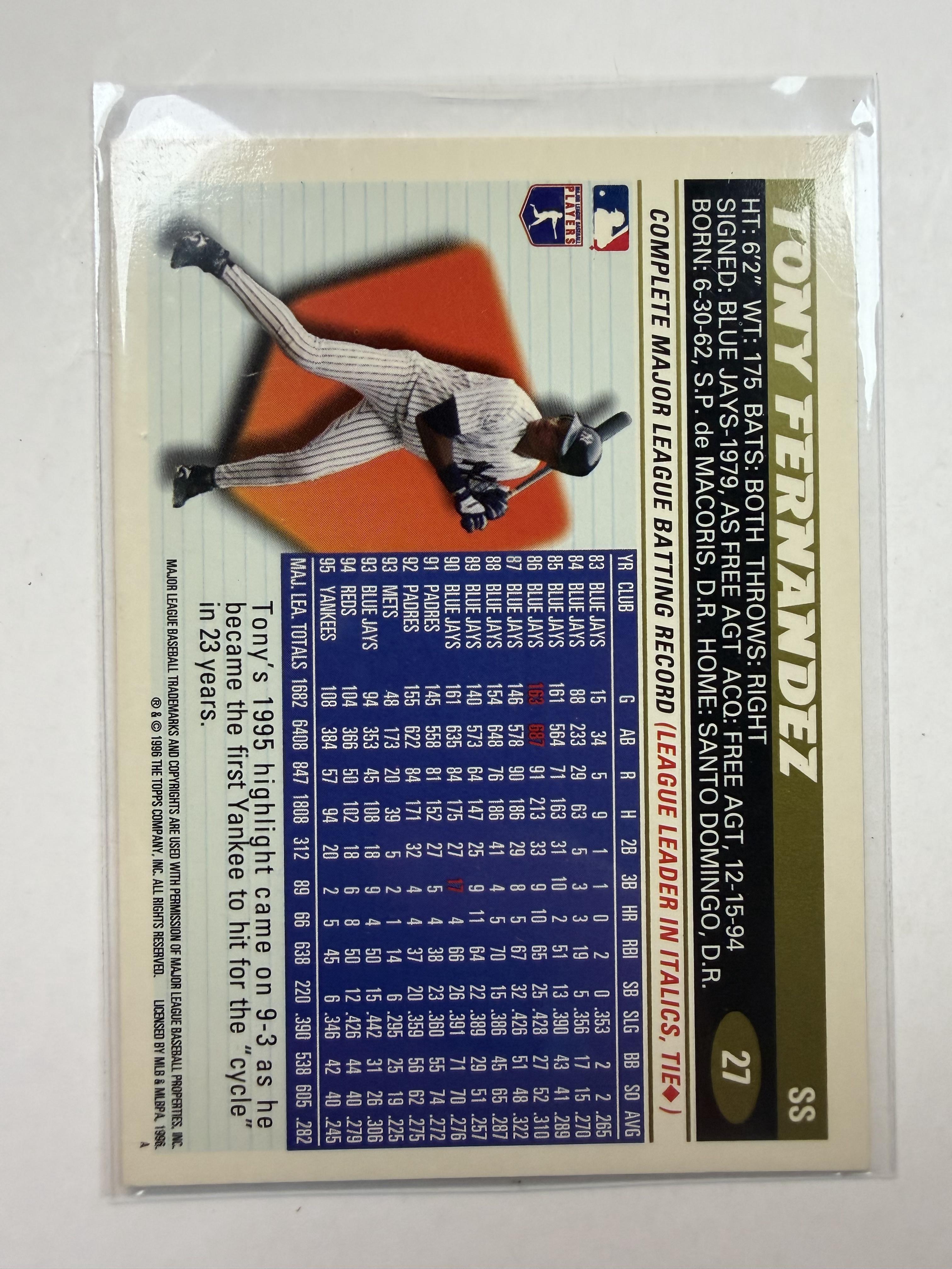 1996 Topps 27 Tony Fernandez New York Yankees - Polish Kings Auto Detail & Customs