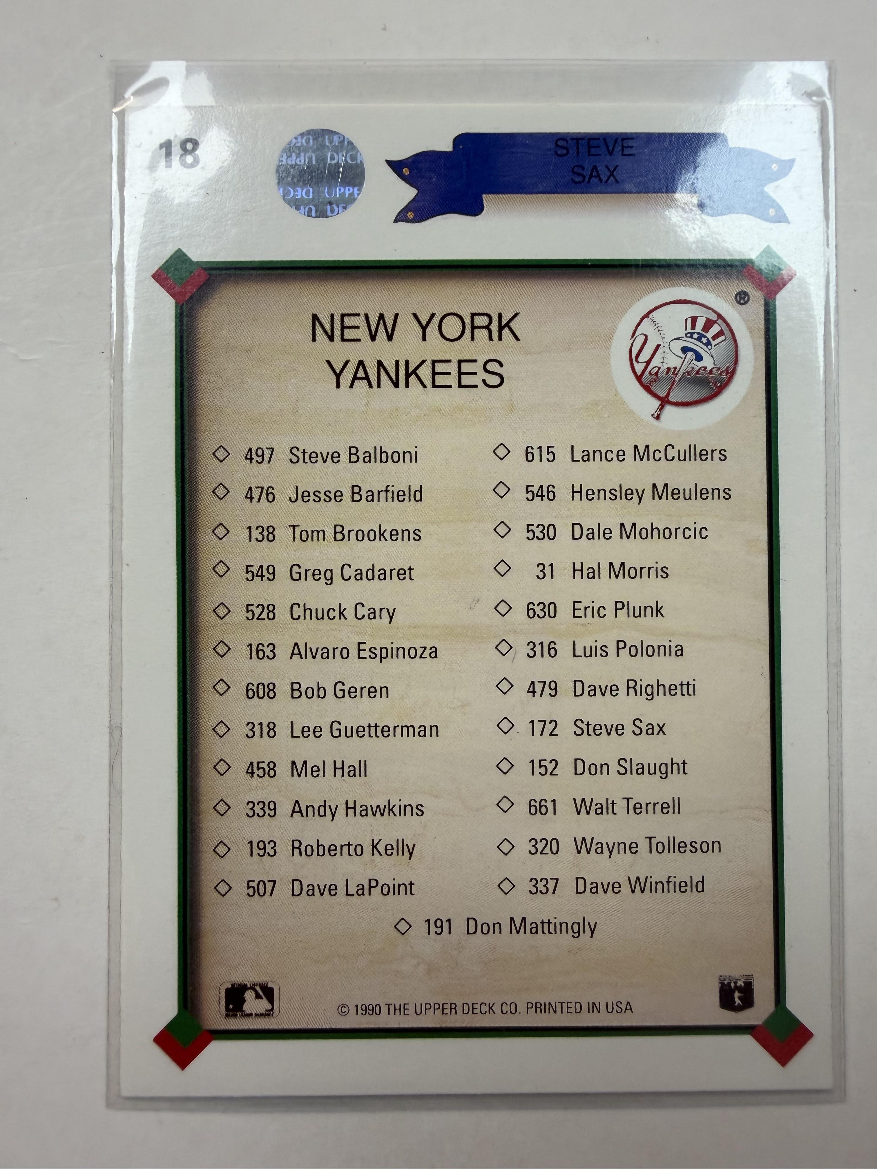 1990 Upper Deck 18 Steve Sax New York Yankees - Polish Kings Auto Detail & Customs