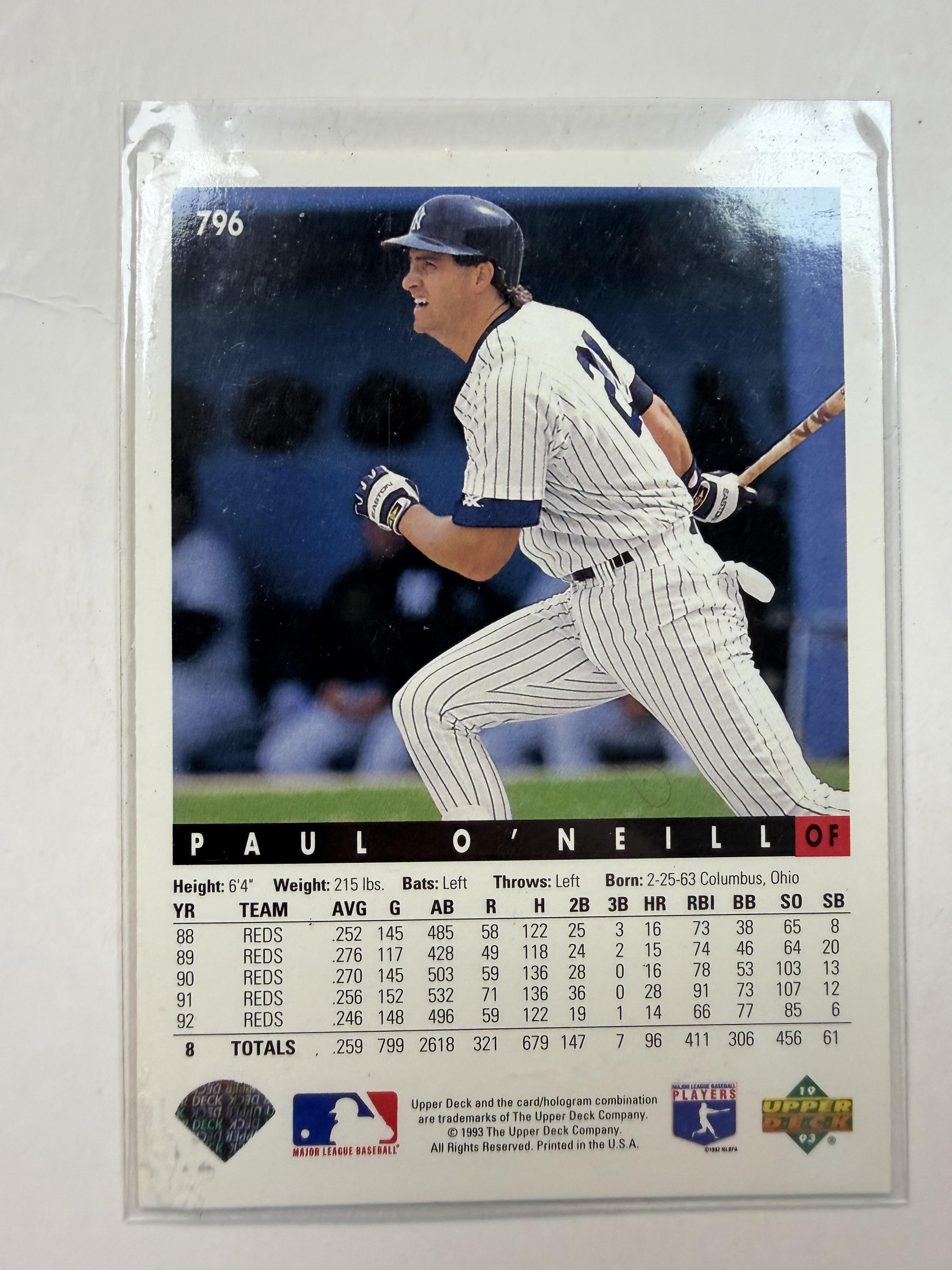 1993 Upper Deck #796 Paul O'Neill