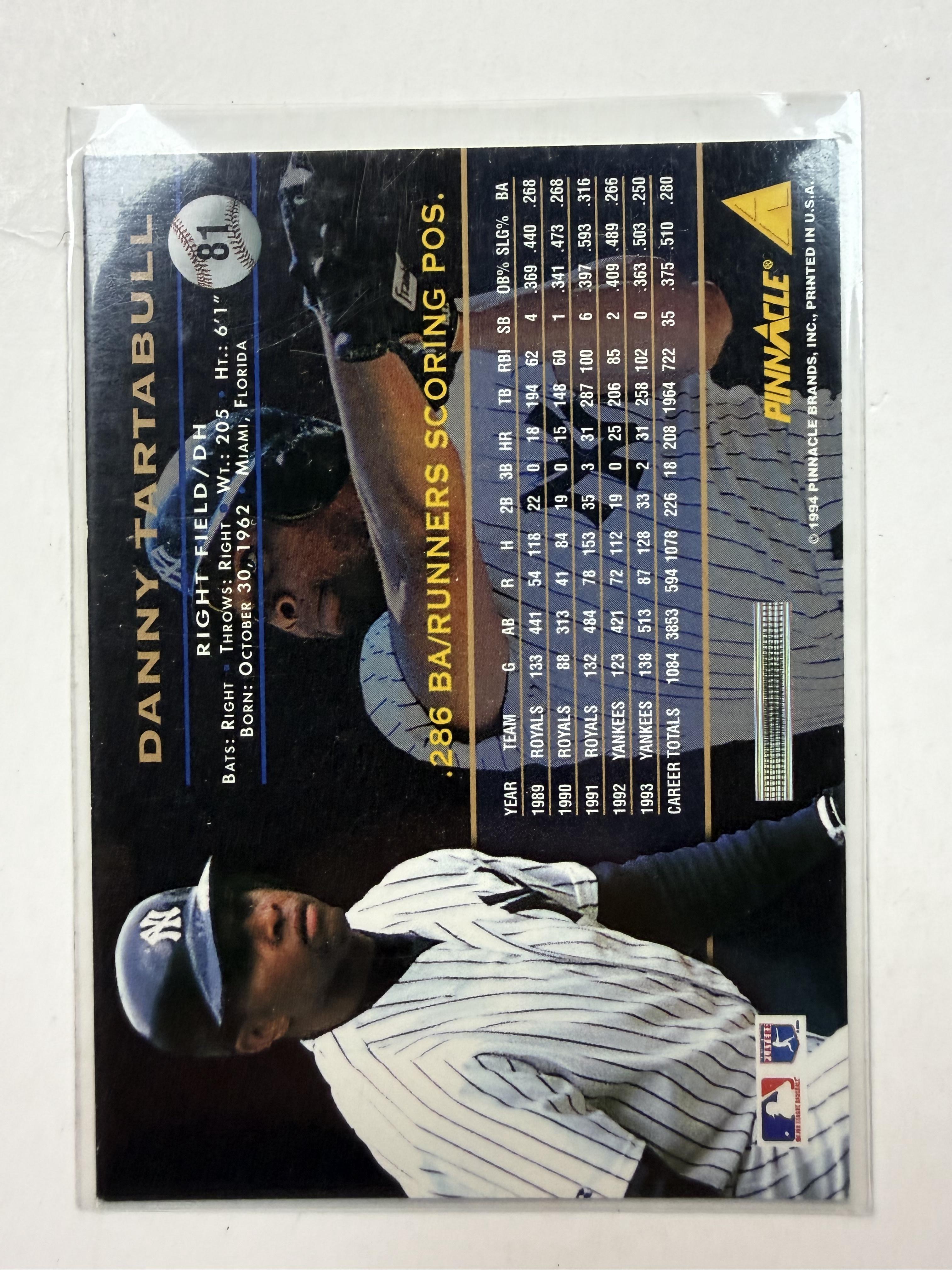 1994 Pinnacle #81 Danny Tartabull New York Yankees