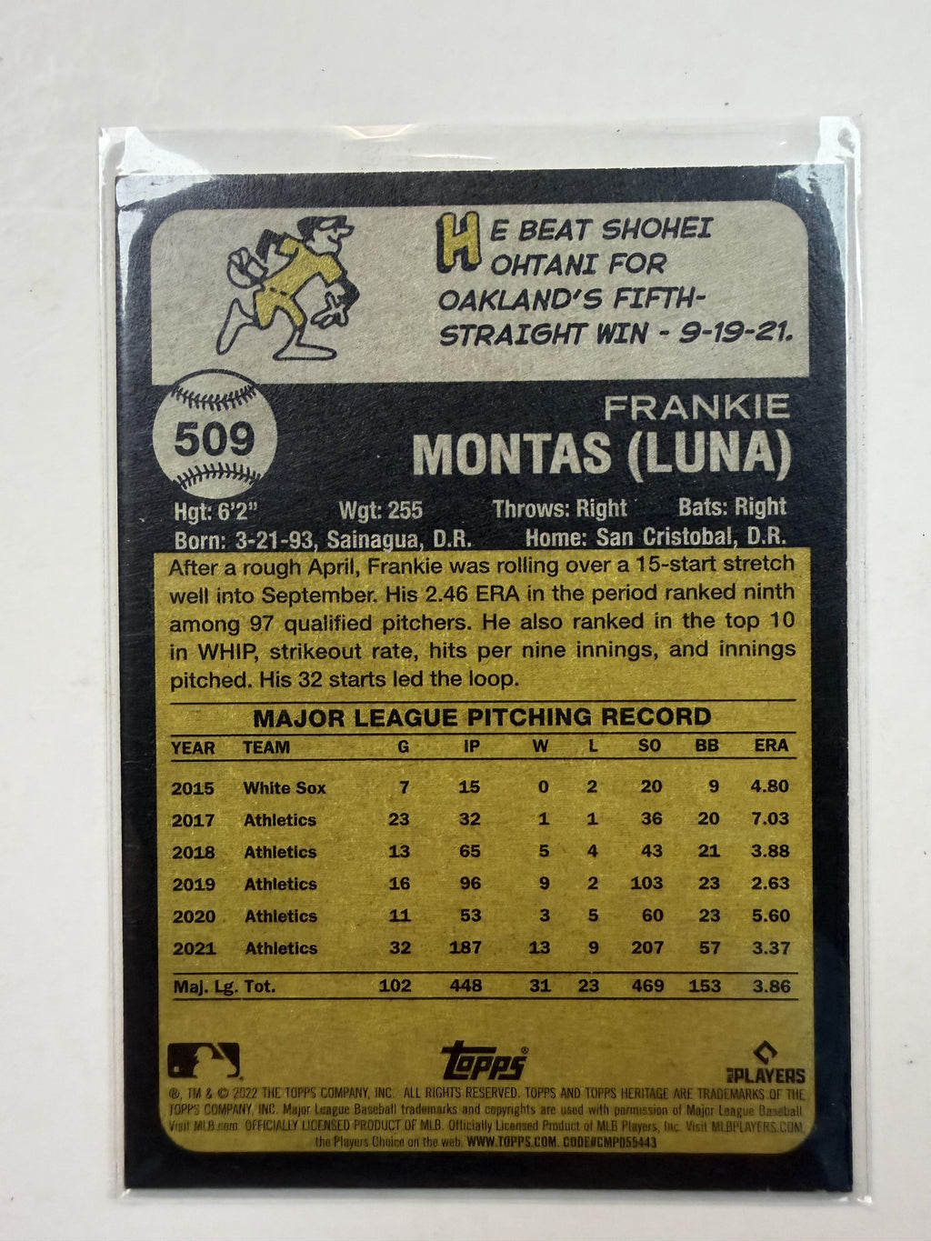 2022 Topps Heritage #509 Frankie Montas