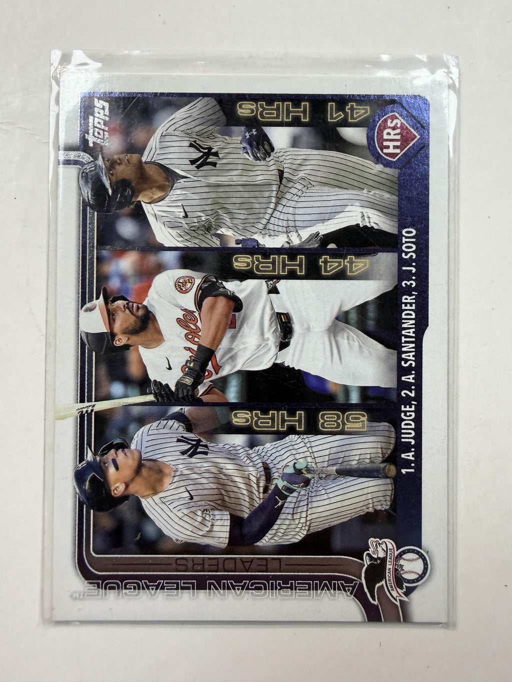 2025 Topps #79 AL Leaders HR (Arron Judge / Anthony  Santander/ Juan Soto)