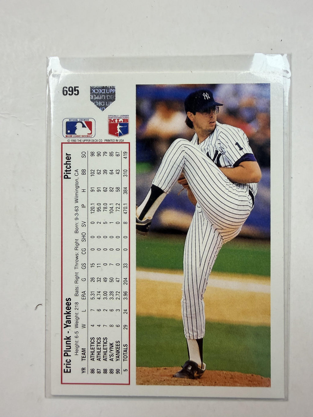 1991 Upper Deck #695 Eric Plunk New York Yankees
