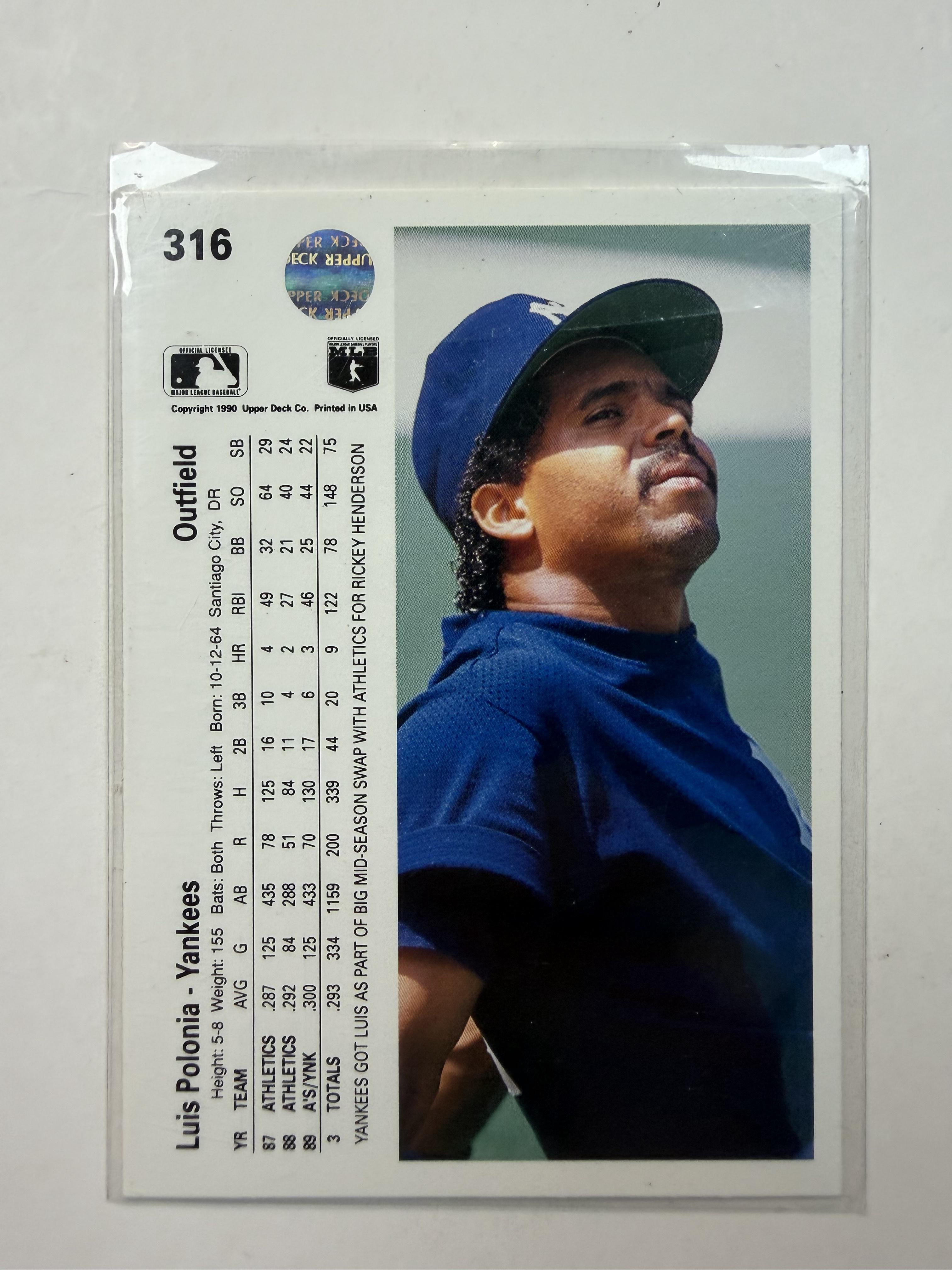 1990 Upper Deck #316 Luis Polonia New York Yankees