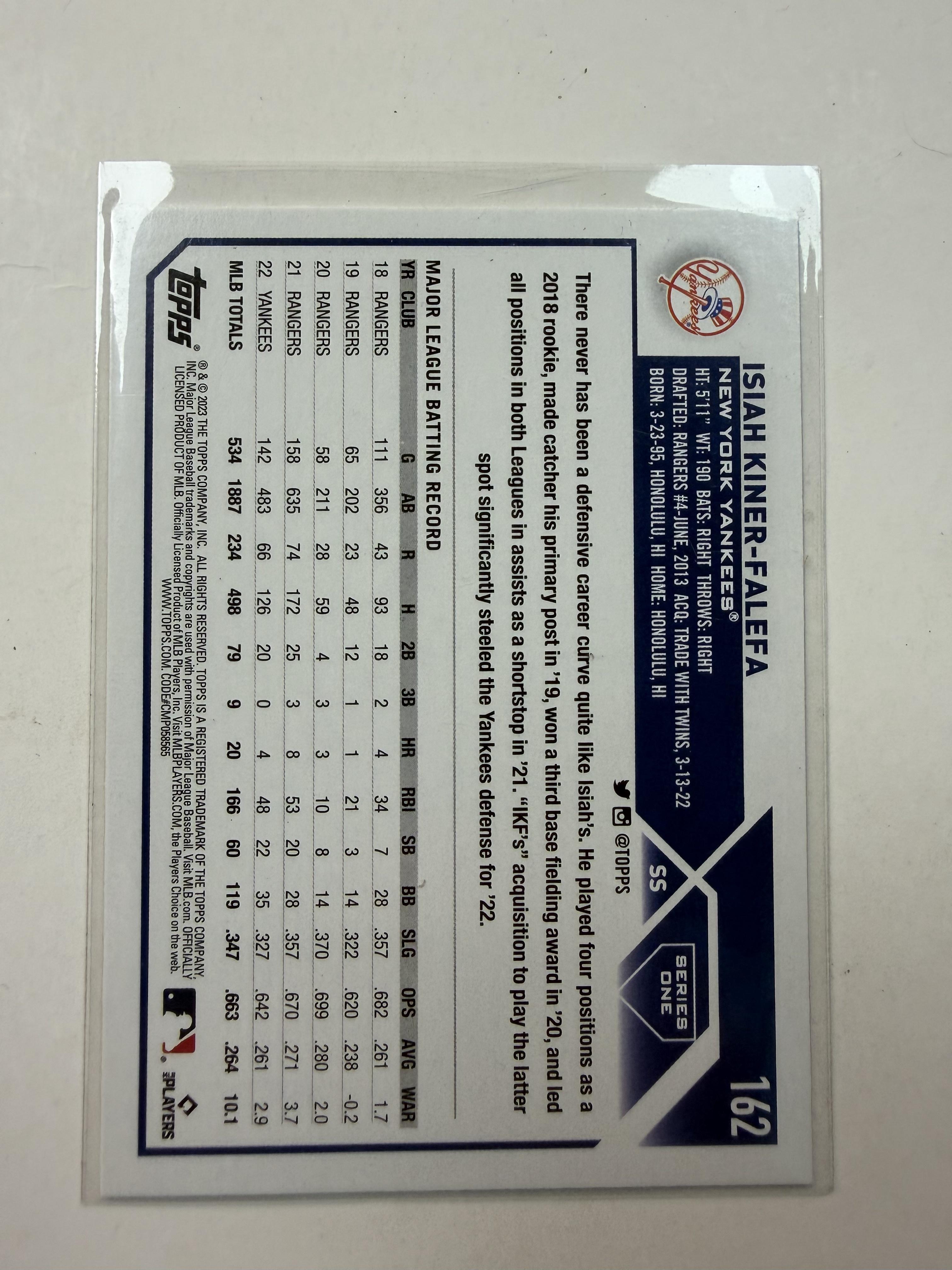 2023 Topps #162 Isiah Kiner-Falefa New York Yankees