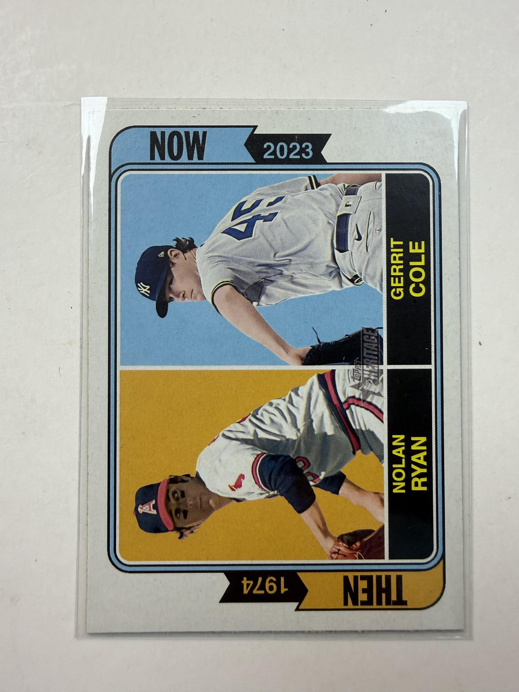 2023 Topps Heritage #TAN-7 Nolan Ryan/Gerrit Cole Then and Now Dual Card Yankees