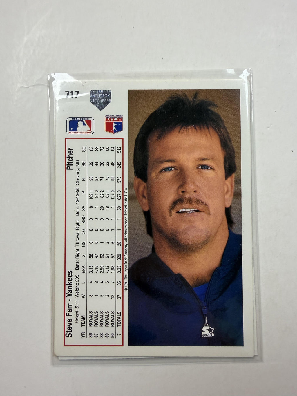 1991 Upper Deck #717 Steve Farr New York Yankees
