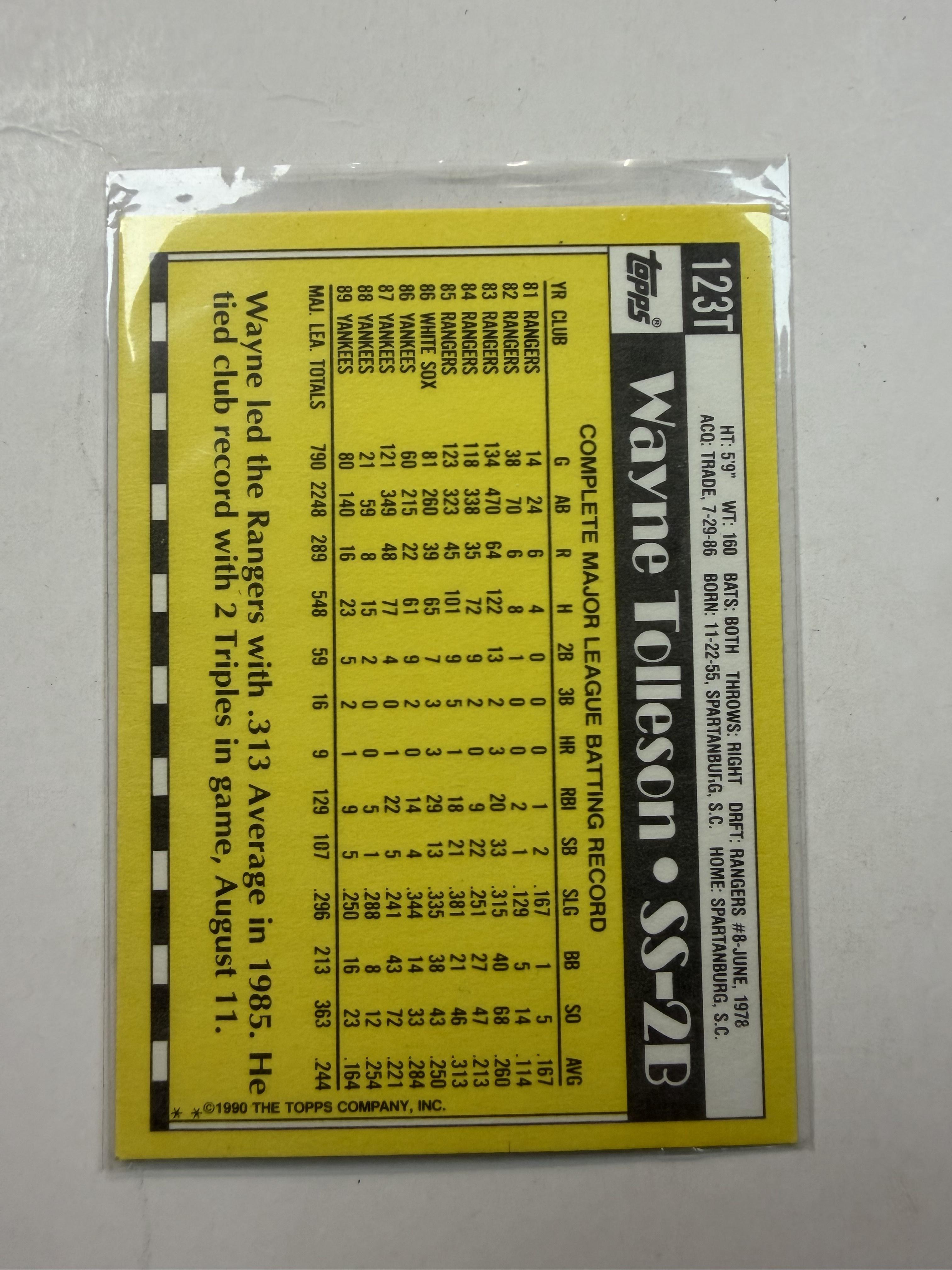 1990 Topps Traded #123T Wayne Tolleson