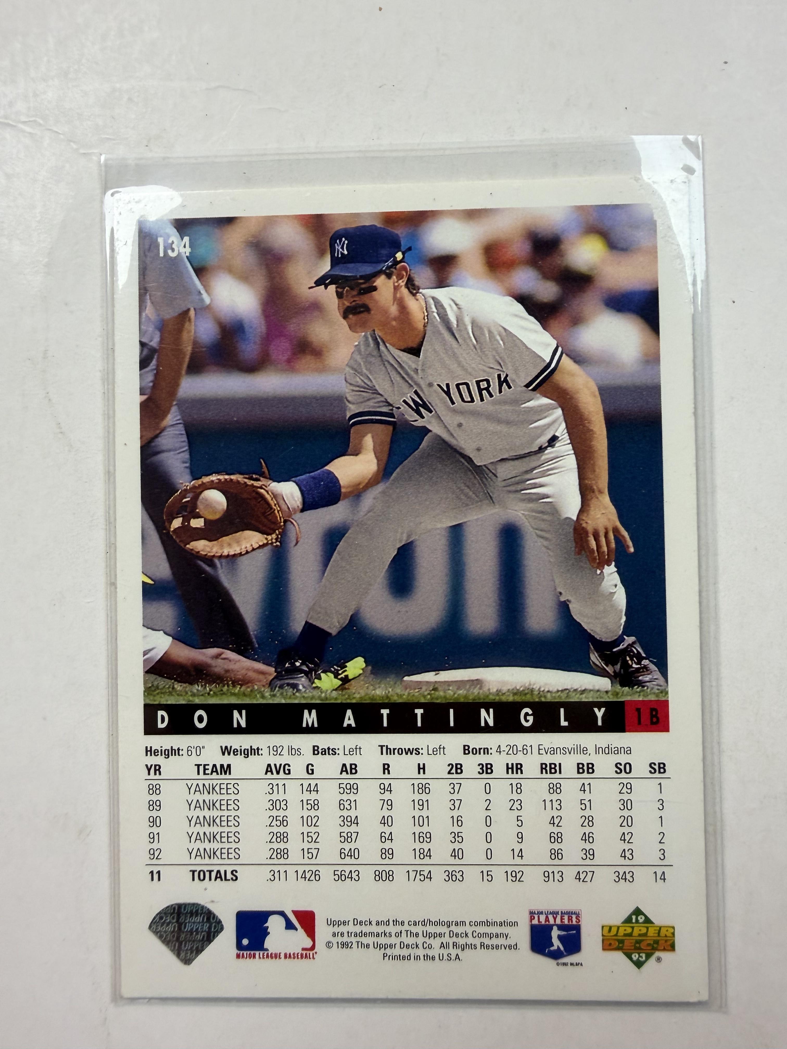 1993 Upper Deck #134 Don Mattingly New York Yankees