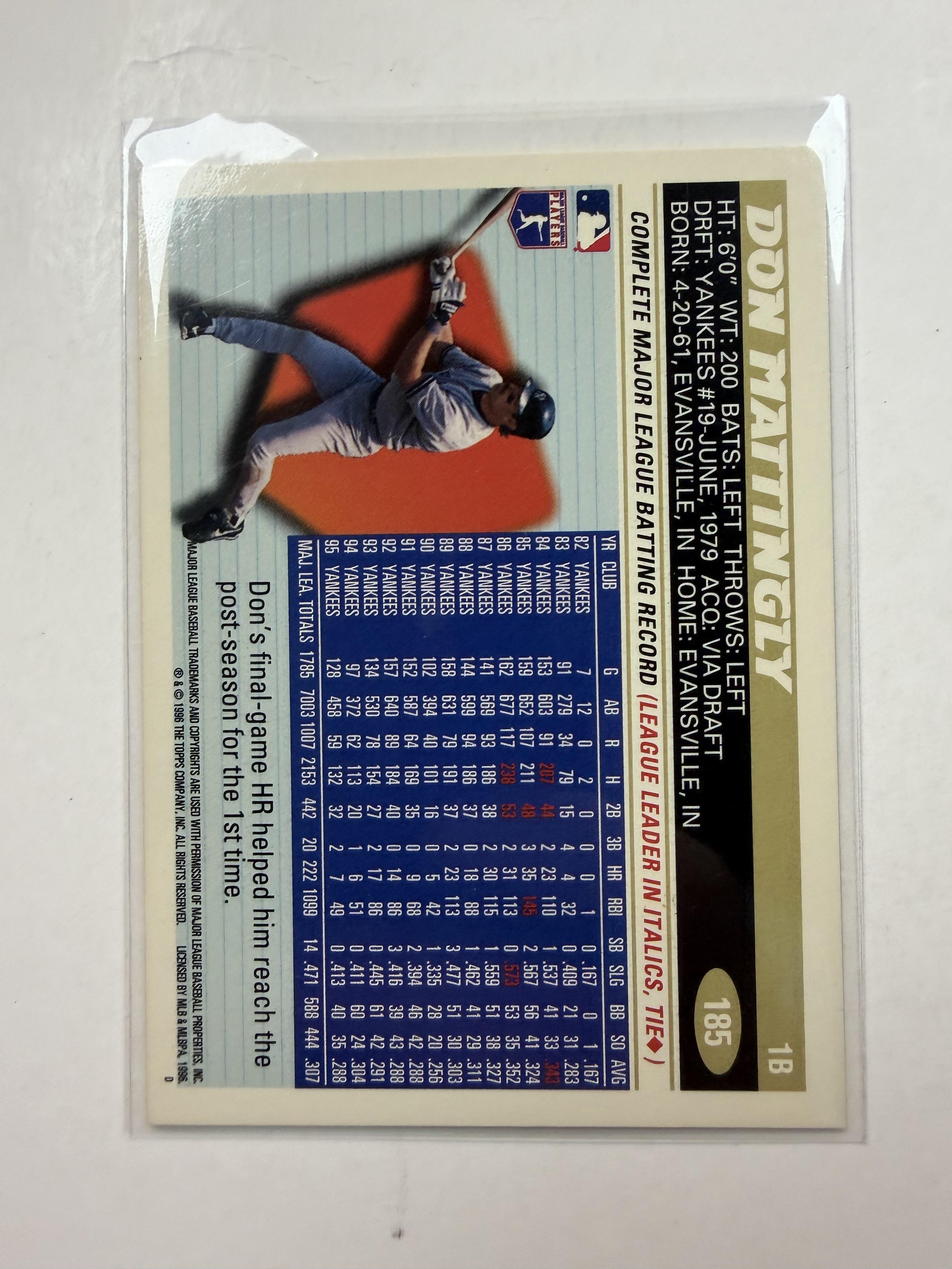 1996 Topps #185 Don Mattingly New York Yankees