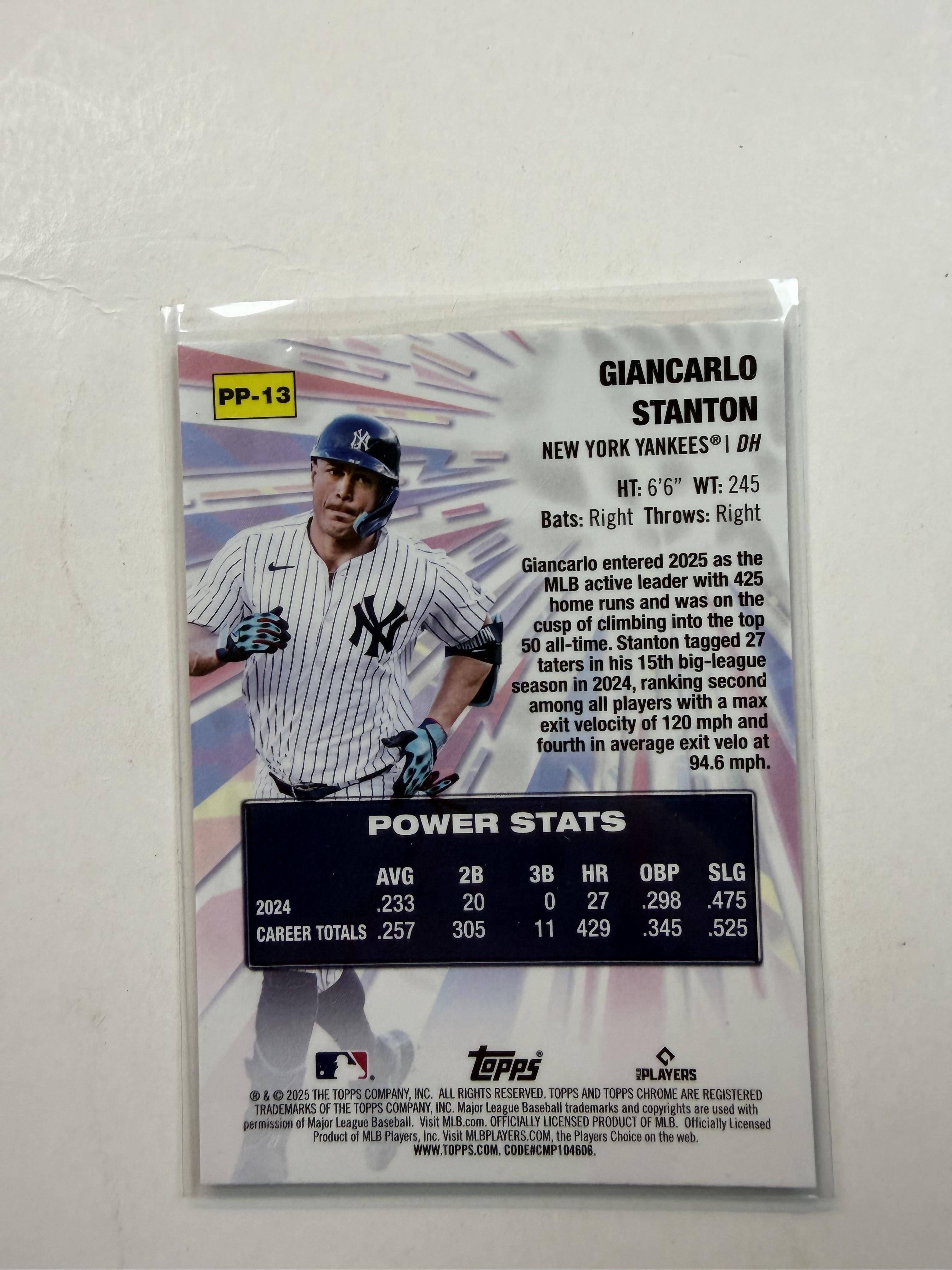 2025 Topps Chrome #PP-13 Giancarlo Stanton Power Players