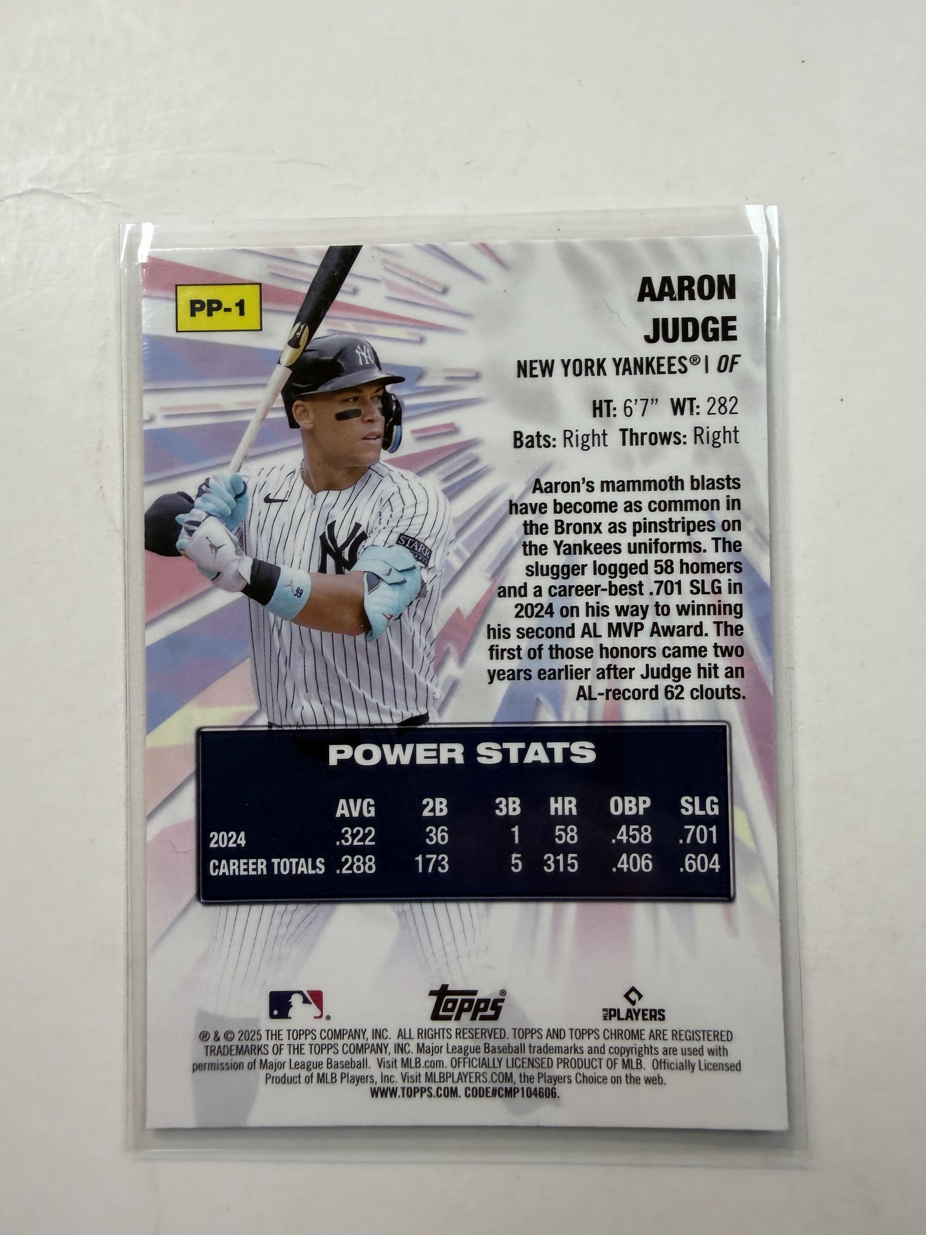 2025 Topps Chrome #PP-1 Aaron Judge Power PlayersNew York Yankees