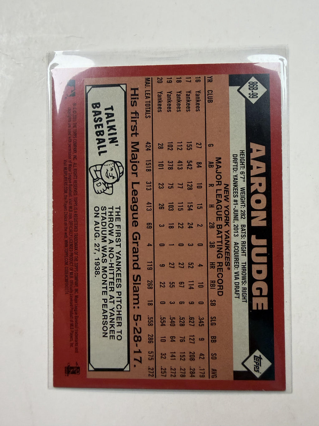 2021 Topps #86B-99 Aaron Judge 1986 Topps Baseball 35th Anniversary (Series 1)