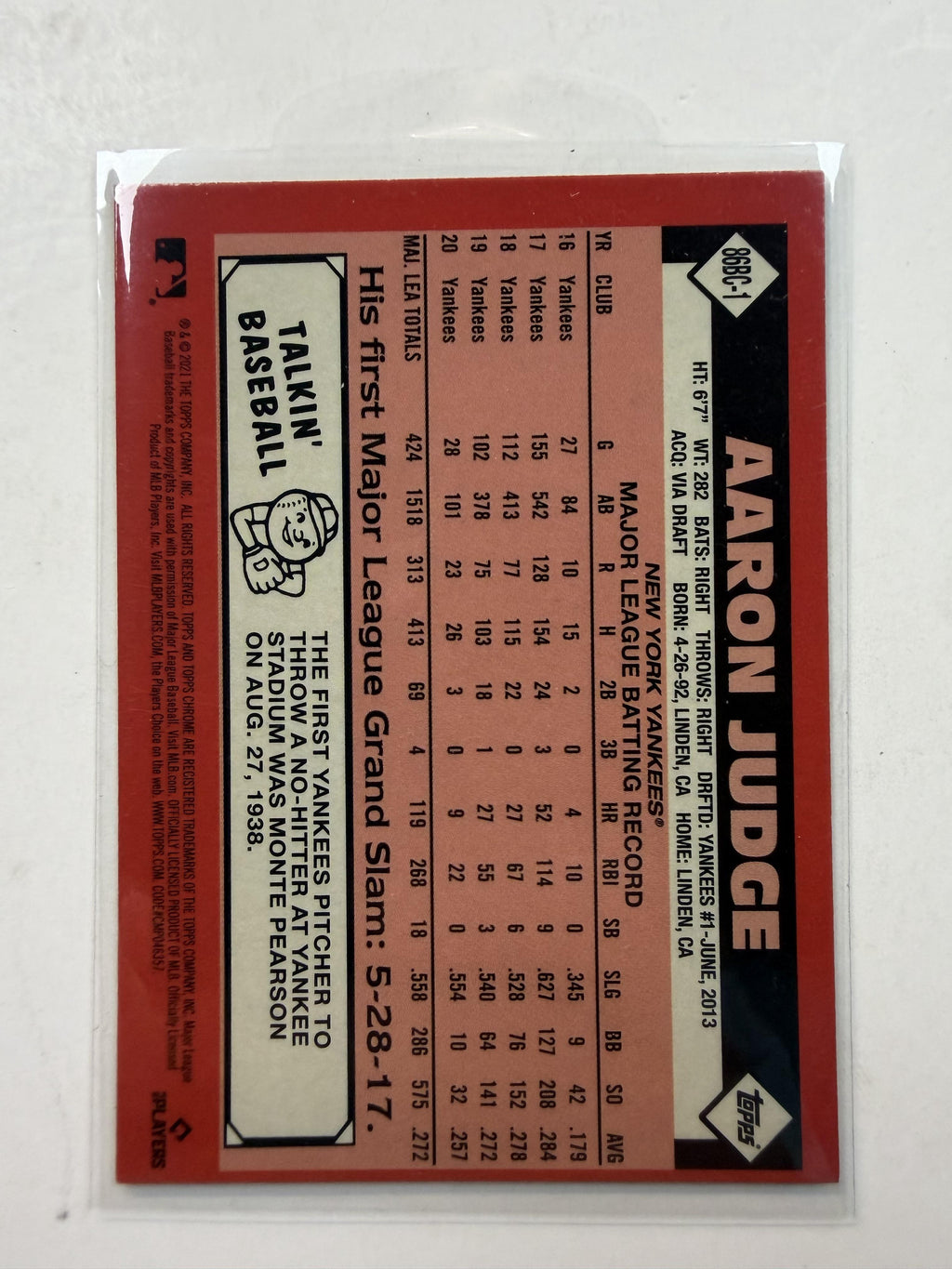 2021 Topps Chrome #86BC-1 Aaron Judge 1986 Topps Baseball 35th Anniv Refractor