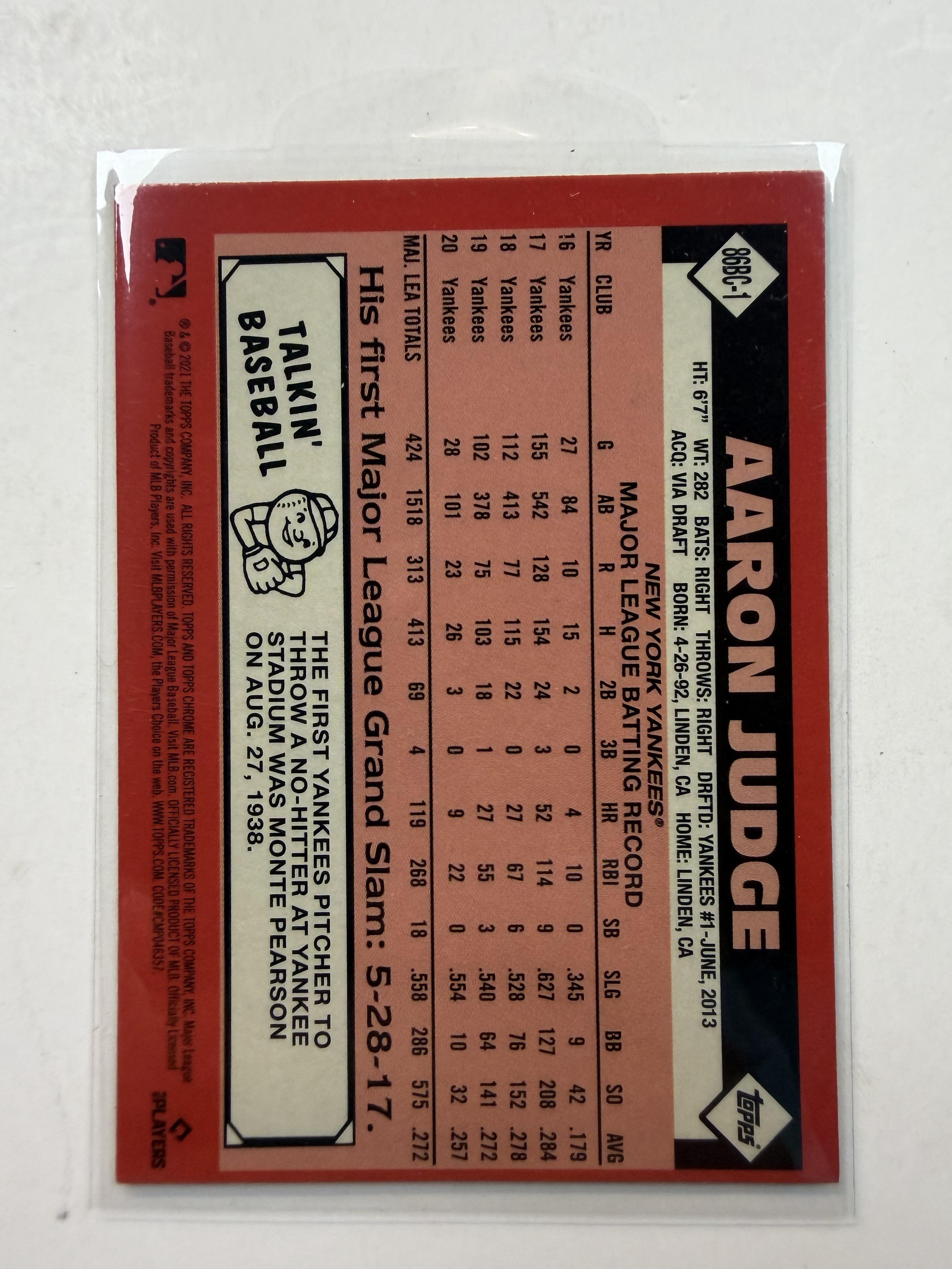 2021 Topps Chrome #86BC-1 Aaron Judge 1986 Topps Baseball 35th Anniv Refractor