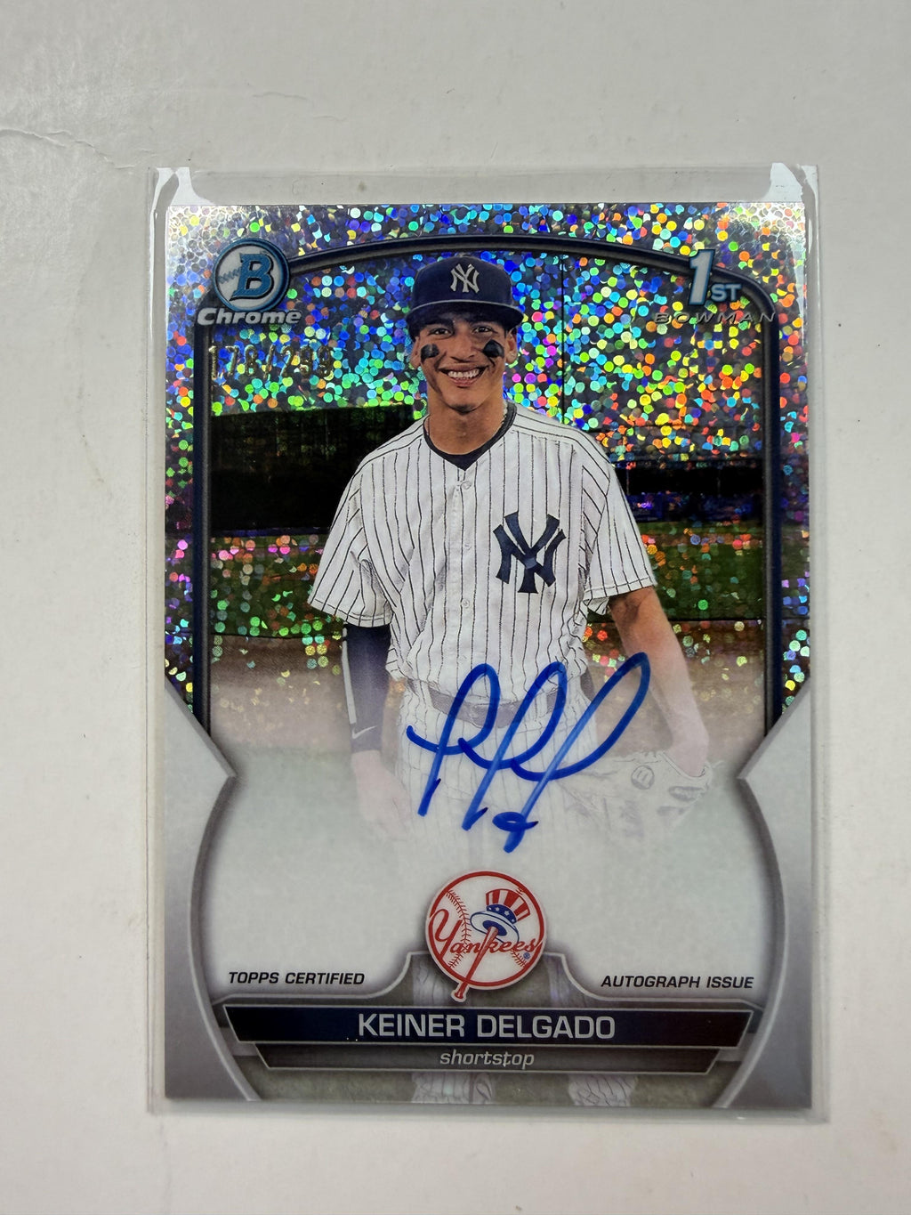 2023 Bowman Chrome #CPA-KD Keiner Delgado Prospect Auto Speckle Refractor #/299