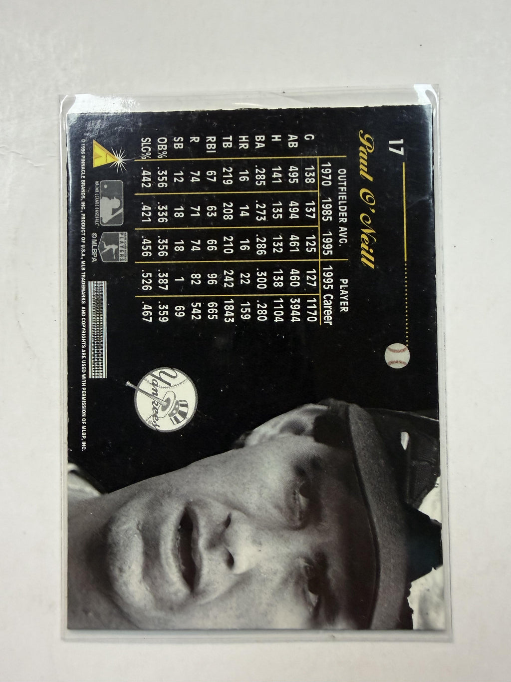 1996 Pinnacle Aficionado #17 Paul O'Neill Artist's Proofs