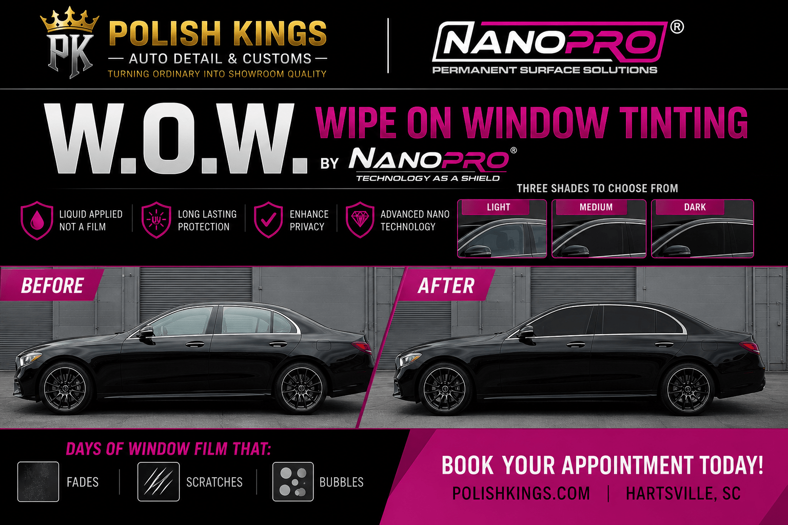 W.O.W.(Wipe On Window Tint) by NanoPro - Polish Kings Auto Detail & Customs