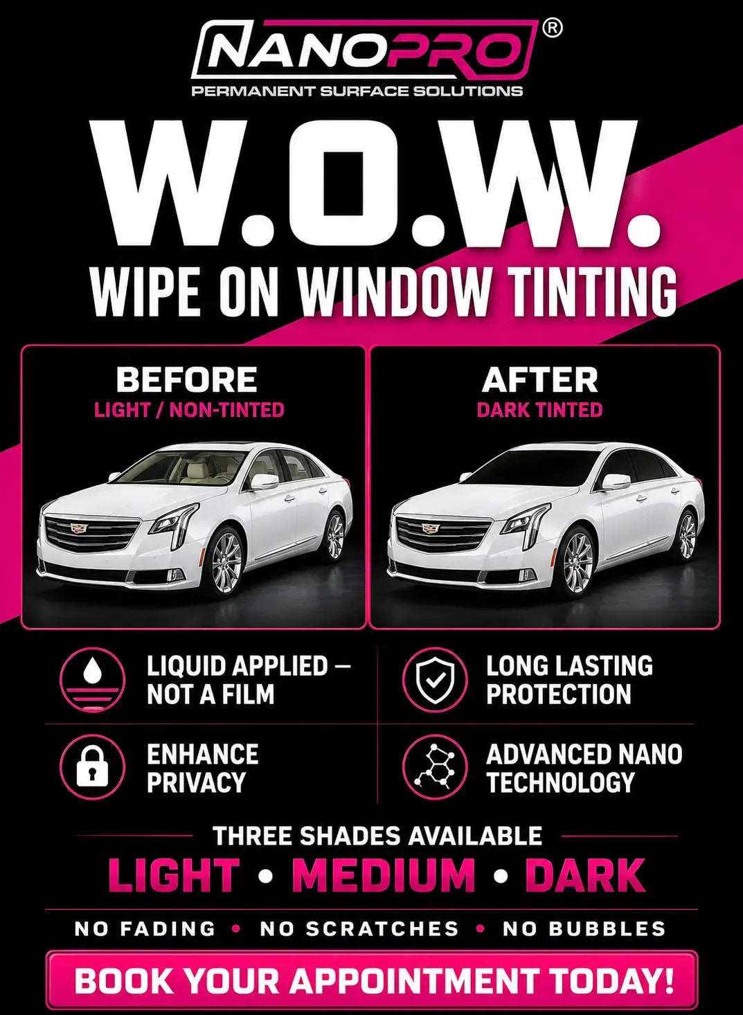 NanoPro W.O.W. (Wipe On Window Tint) - Polish Kings Auto Detail & Customs